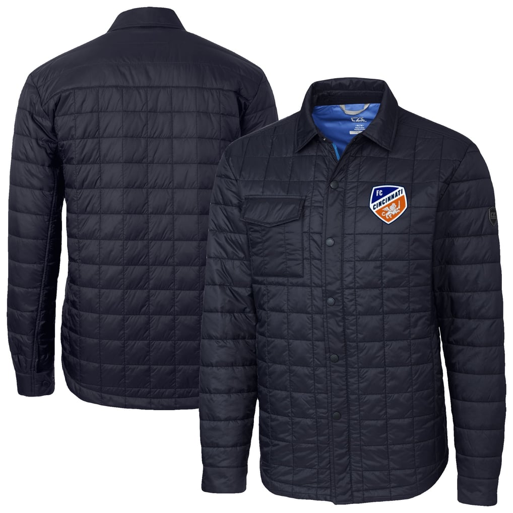  FC Cincinnati Cutter & Buck Rainier PrimaLoft Eco Insulated Quilted Button-Up Shirt Jacket - Navy